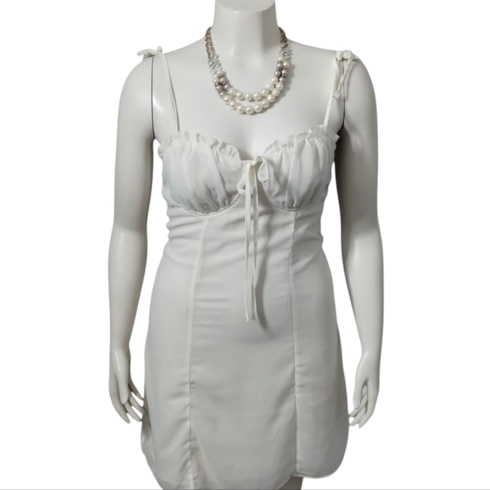 Babydoll Milkmaid Sheer Dainty  Womens Size Small Whimsical Fairycore Mini Dress